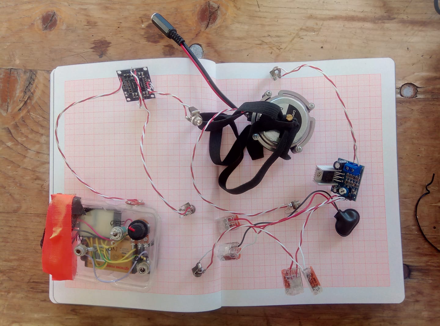 Preperations for Fühlerskop – a handmade recording device for exploring the urban © Julien Fargetton & Benjamin Frick